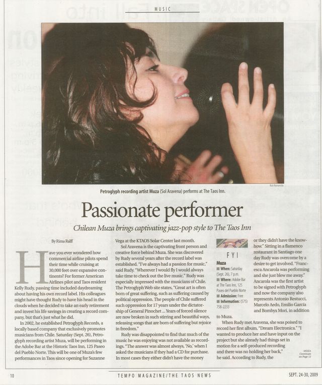 Tempo Magazine / The Taos News · “Passionate performer”